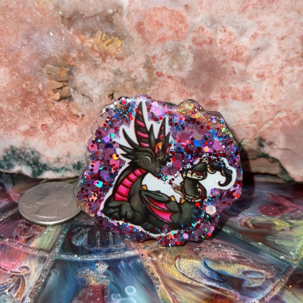 Beautiful dragon  resin phone grip 3M adhesive handmade by me